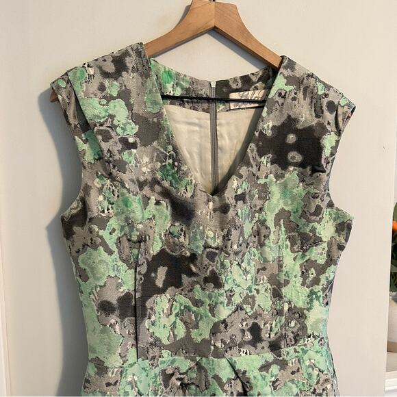 Lela Rose Blue Green Jacquard Printed Mini Dress Small - Picture 6 of 12